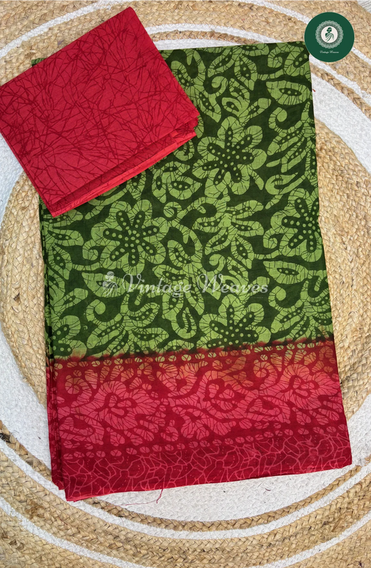 Daily Wear Cotton  Flowerbody -GreenWithRed (1)