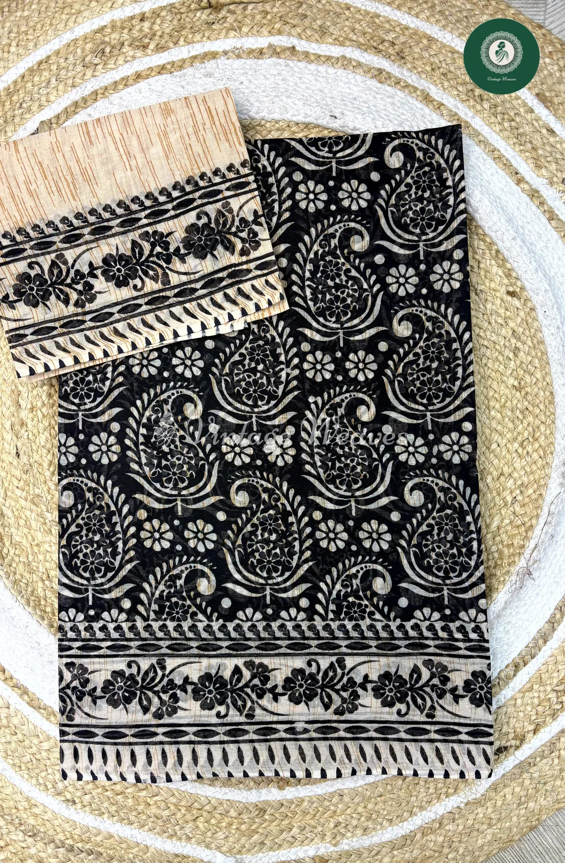 Daily Wear Cotton Mango Printed-Black