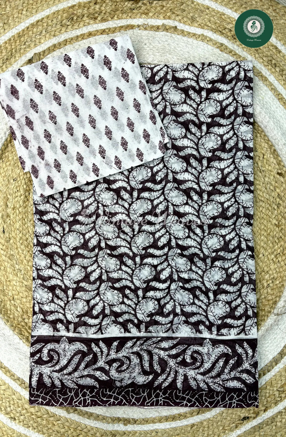 Daily Wear Cotton Mango With White Blouse -Marron