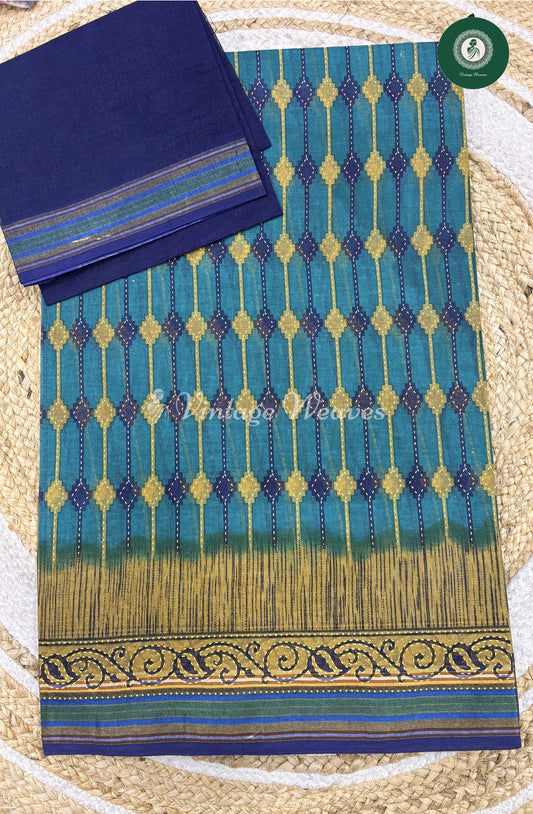 Daily Wear Cotton Printed-Blue