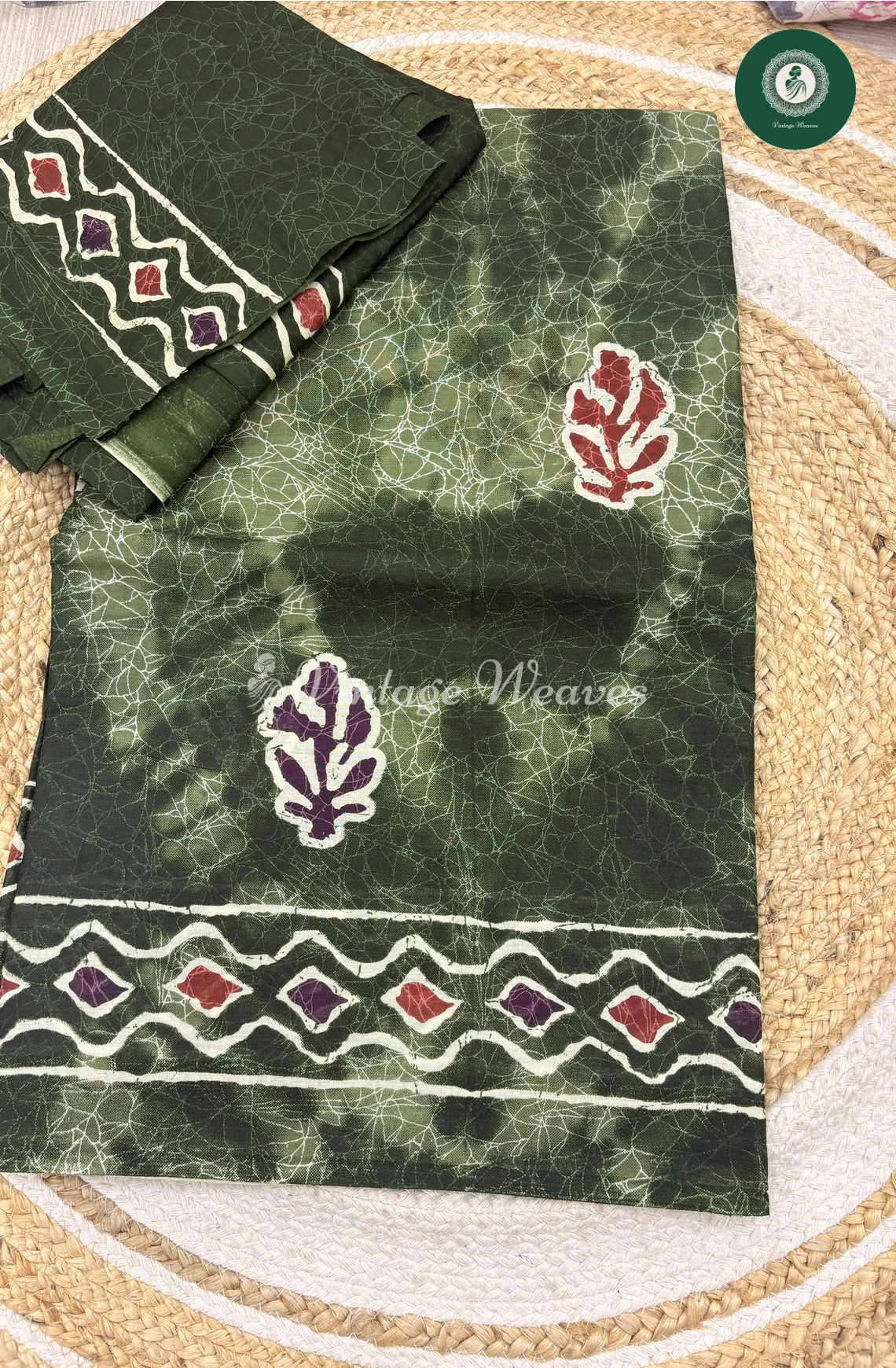 Daily Wear Cotton Printed Leaf -Green