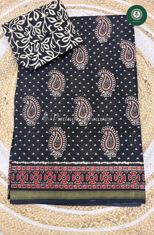 Daily Wear Cotton PrintedMango-Black