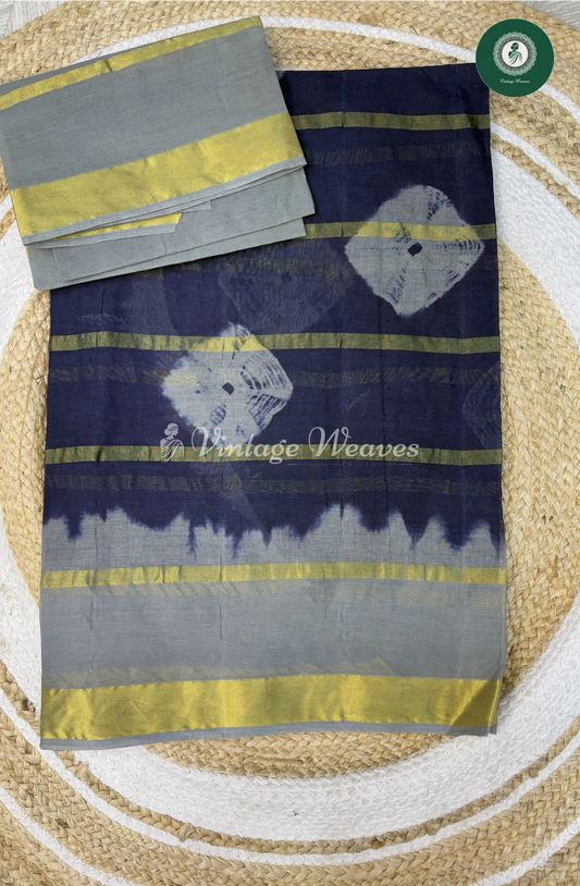 Daily Wear Cotton Saree -BluewithGrey