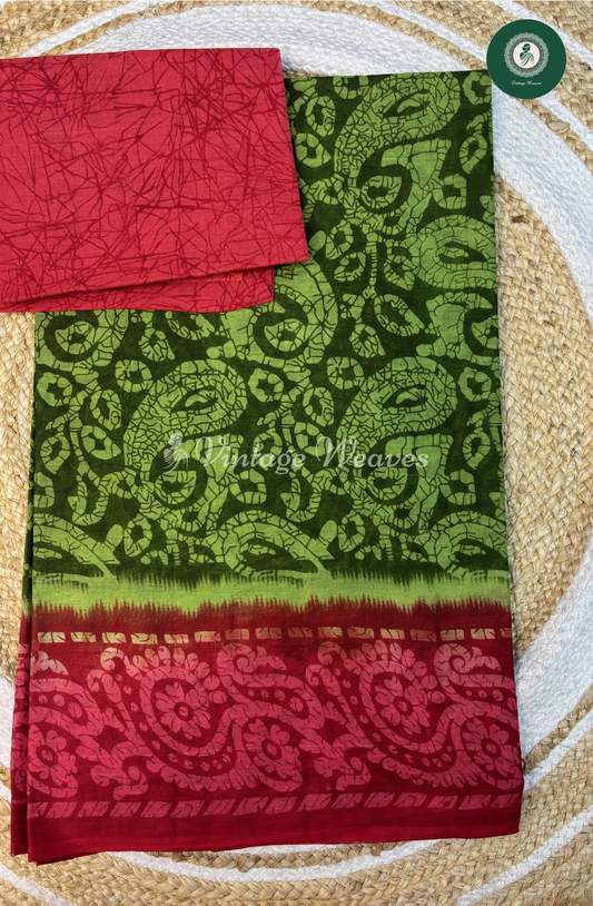 Daily Wear Cotton Saree-Green