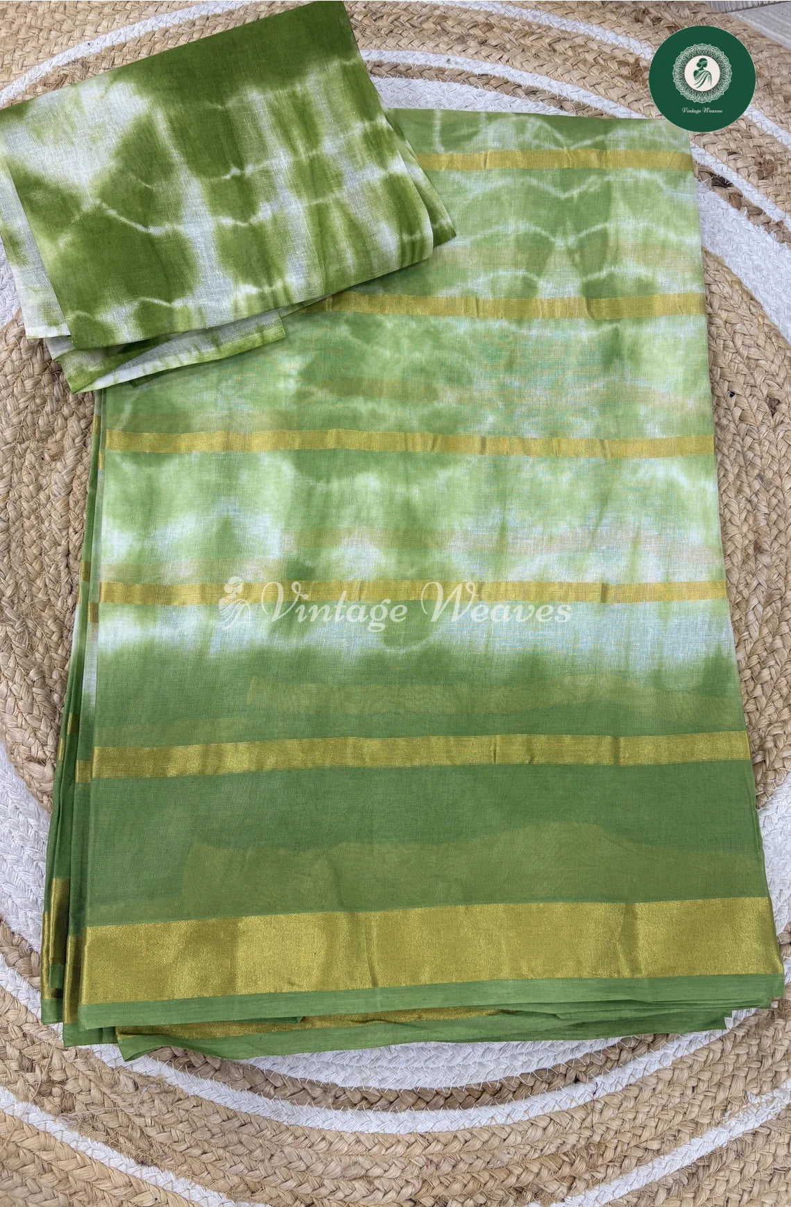 Daily Wear Cotton Saree -GreenBorder