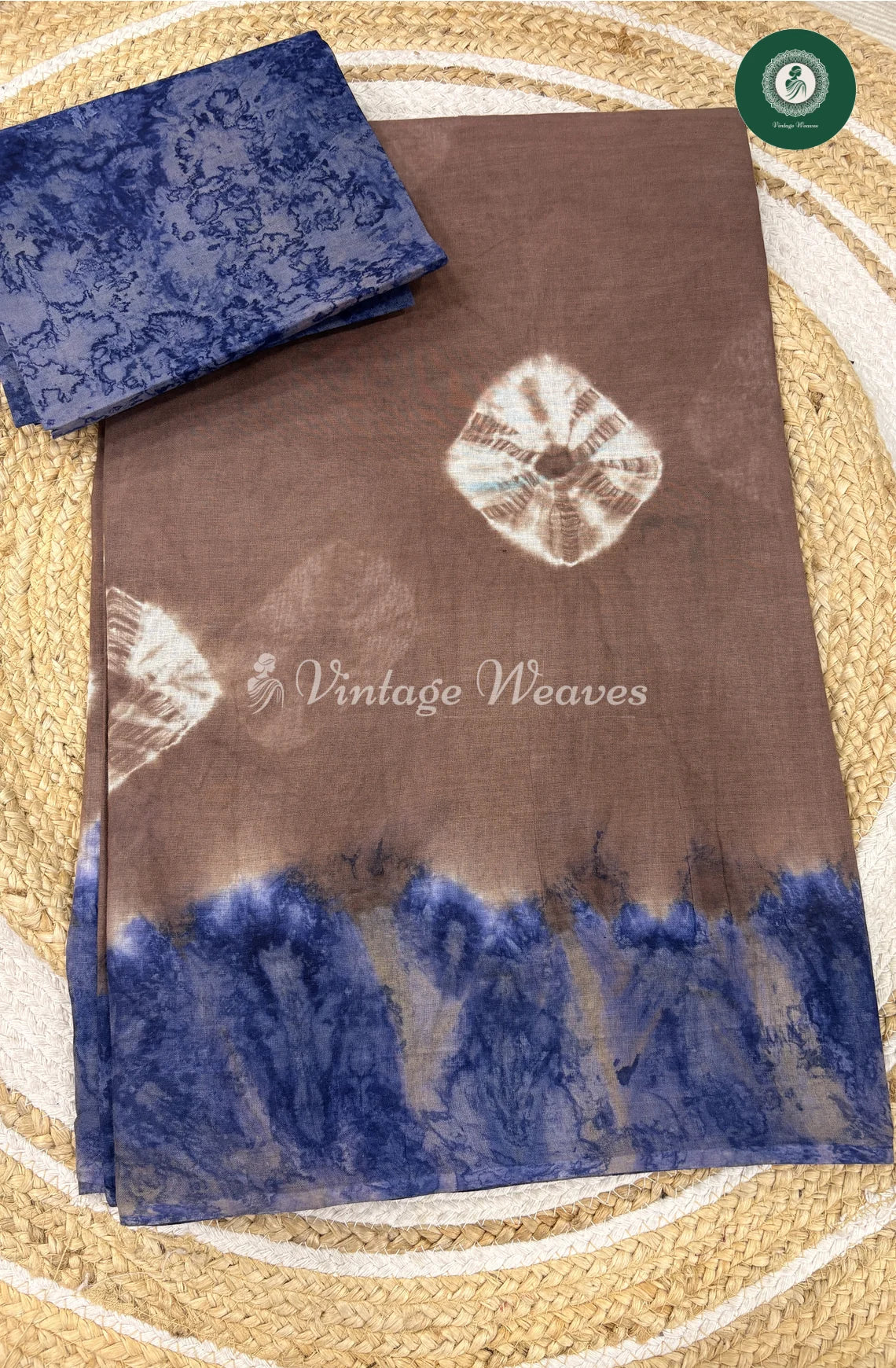 Daily Wear Cotton Saree -GreywithBlue