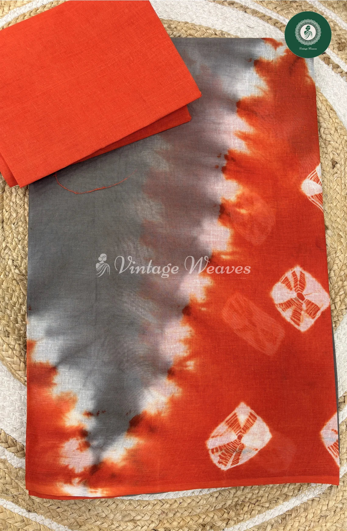Daily Wear Cotton Saree -GreywithOrange