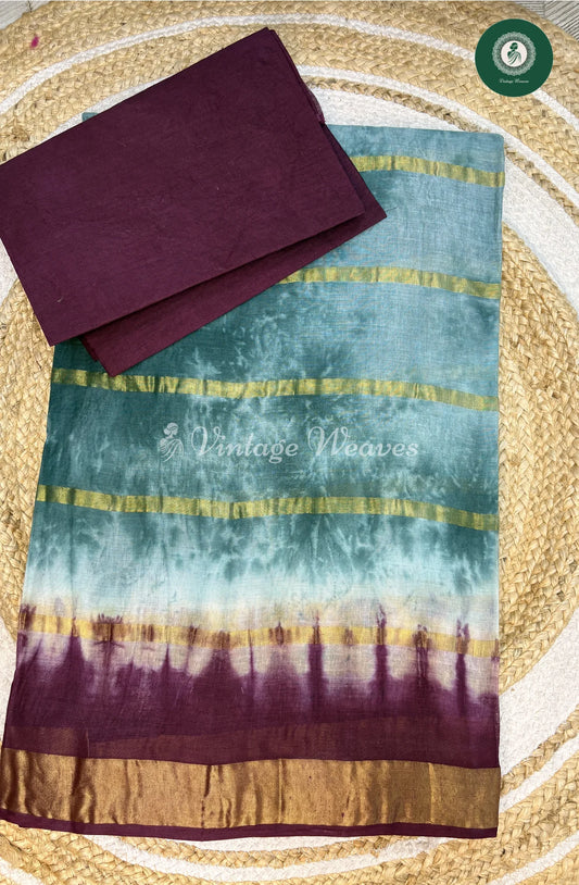 Daily Wear Cotton Saree-GreywithPurple (3)