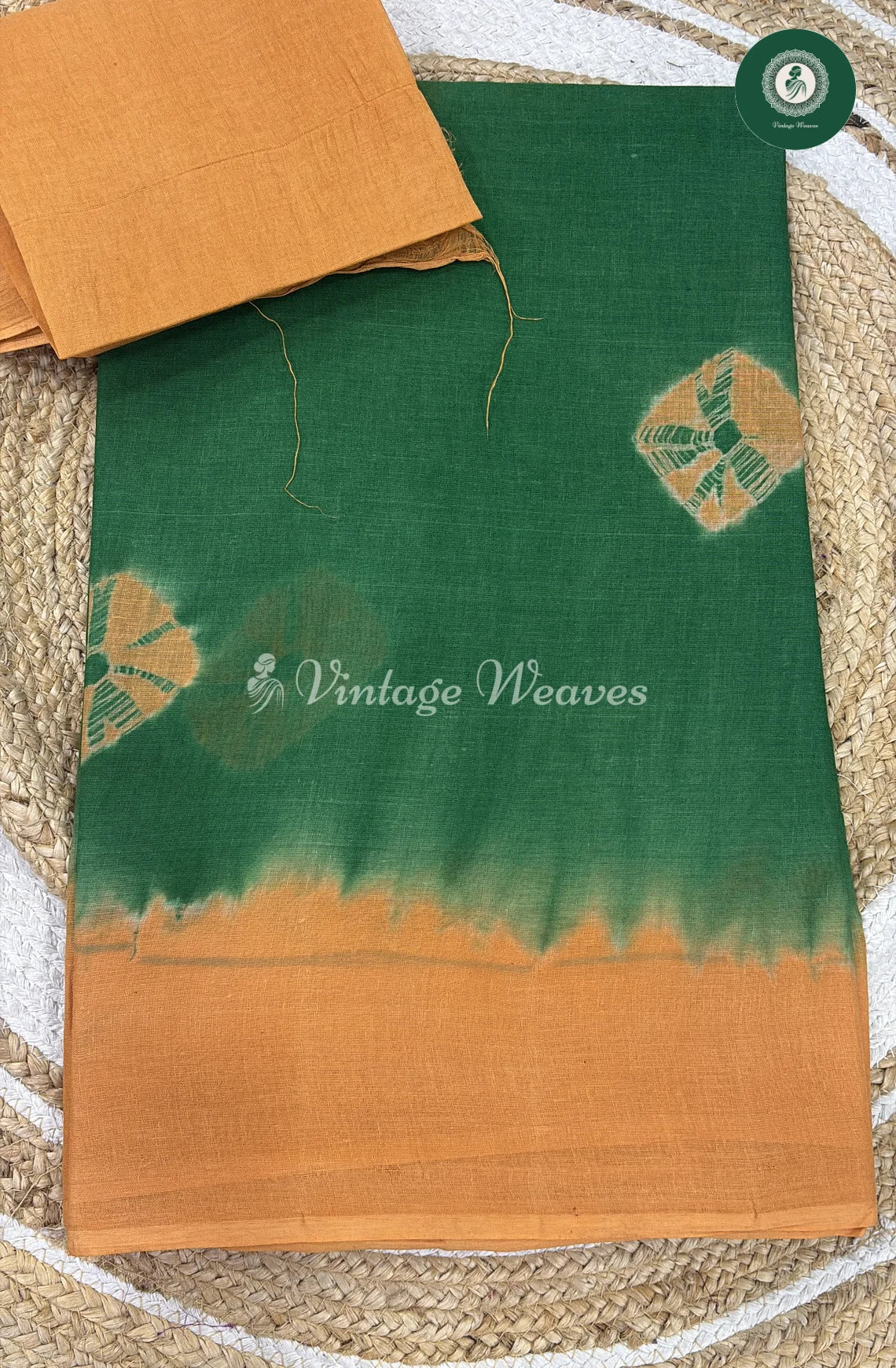 Daily Wear Cotton Saree -LightGreen With Sandel
