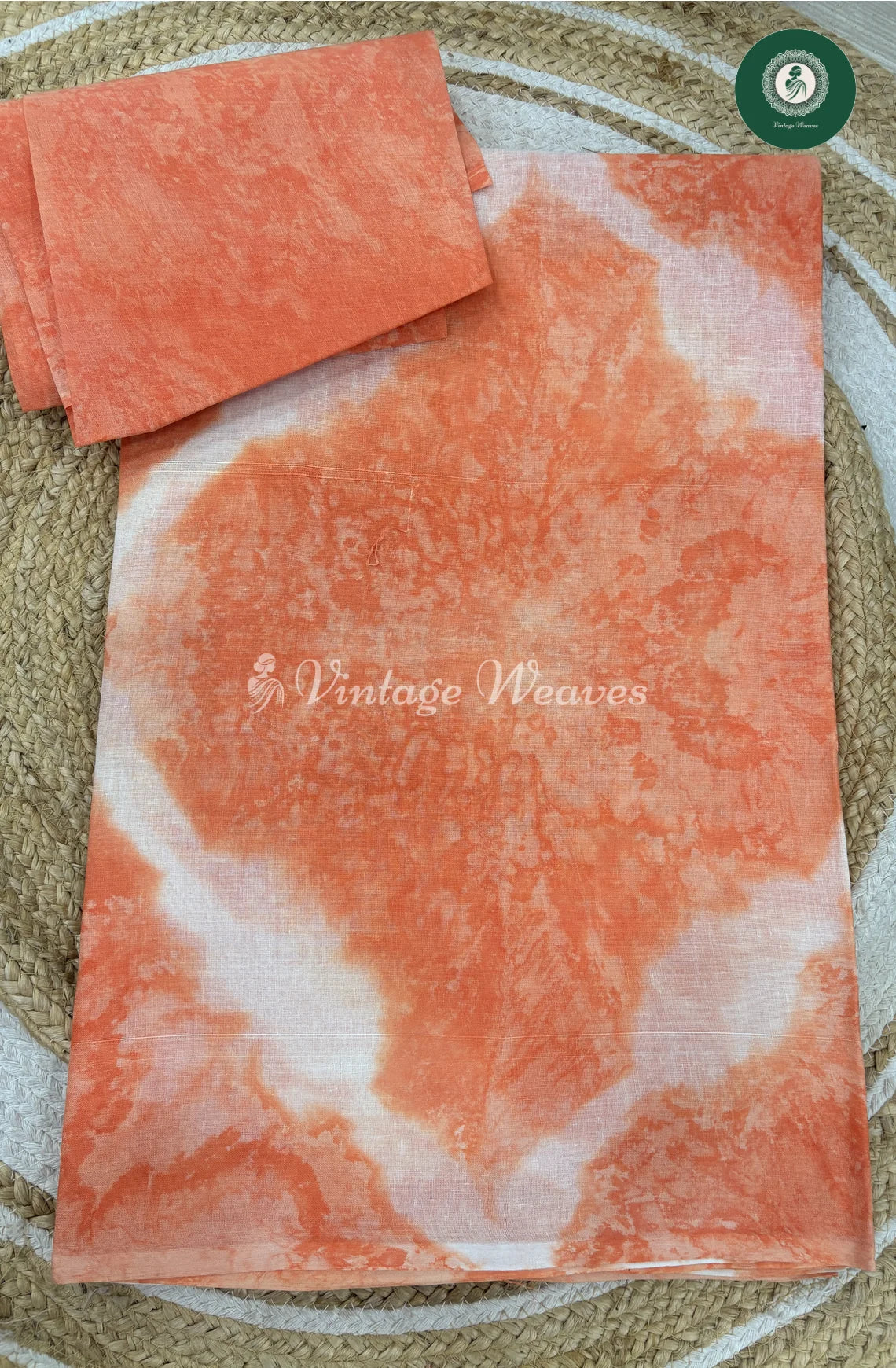 Daily Wear Cotton Saree -LightOrange