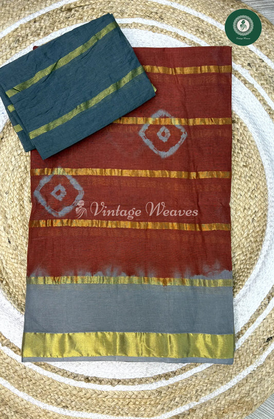 Daily Wear Cotton Saree-Marron