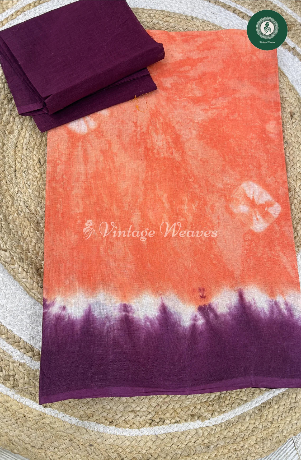 Daily Wear Cotton Saree -OrangewithPurple