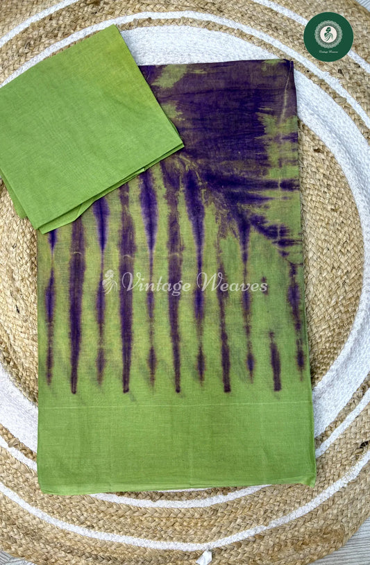 Daily Wear Cotton Saree-PurpleWith Green