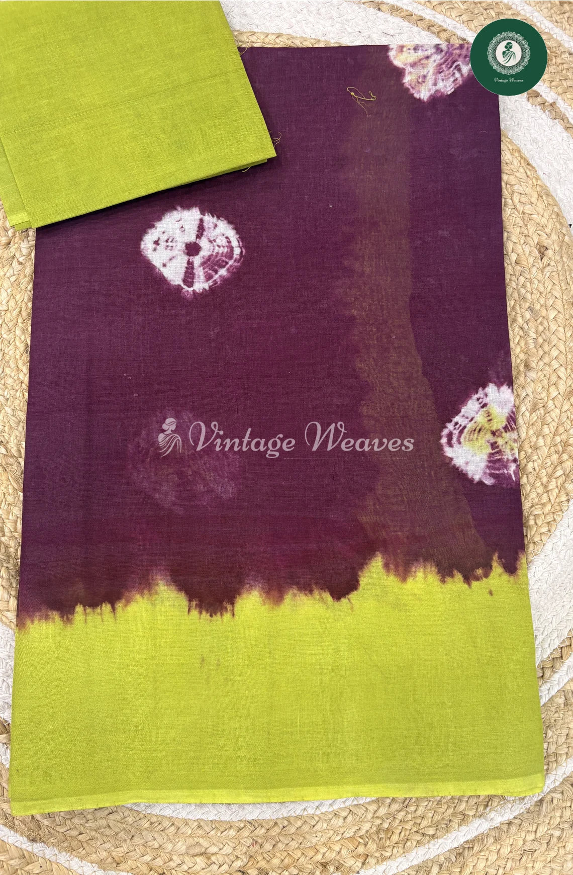 Daily Wear Cotton Saree -PurplewithGreen_1