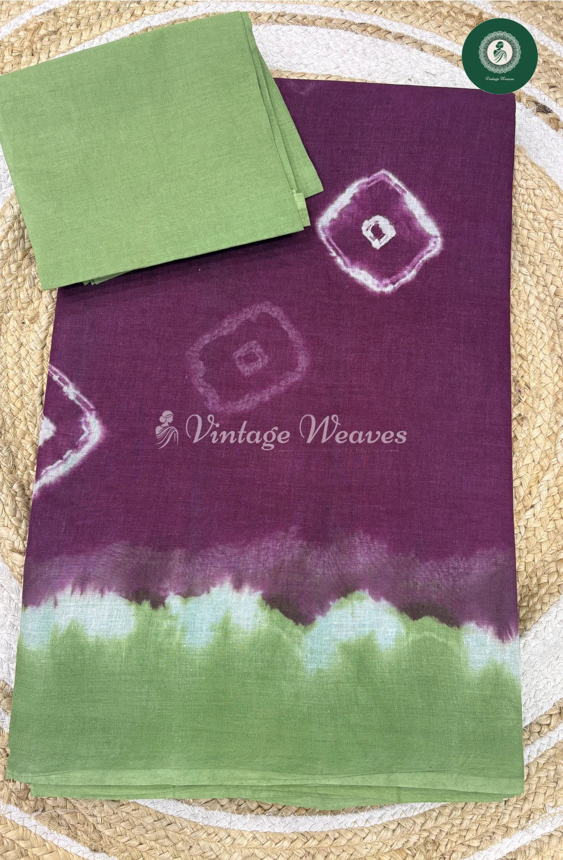 Daily Wear Cotton Saree -PurplewithGreen_2