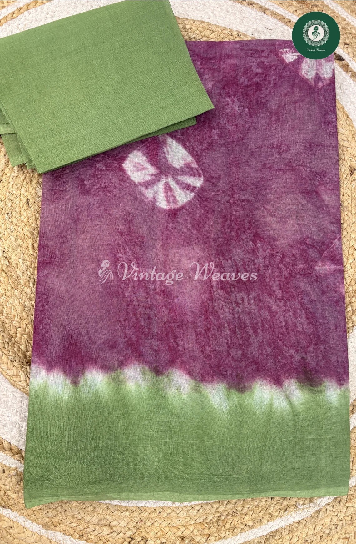 Daily Wear Cotton Saree -PurplewithGreen