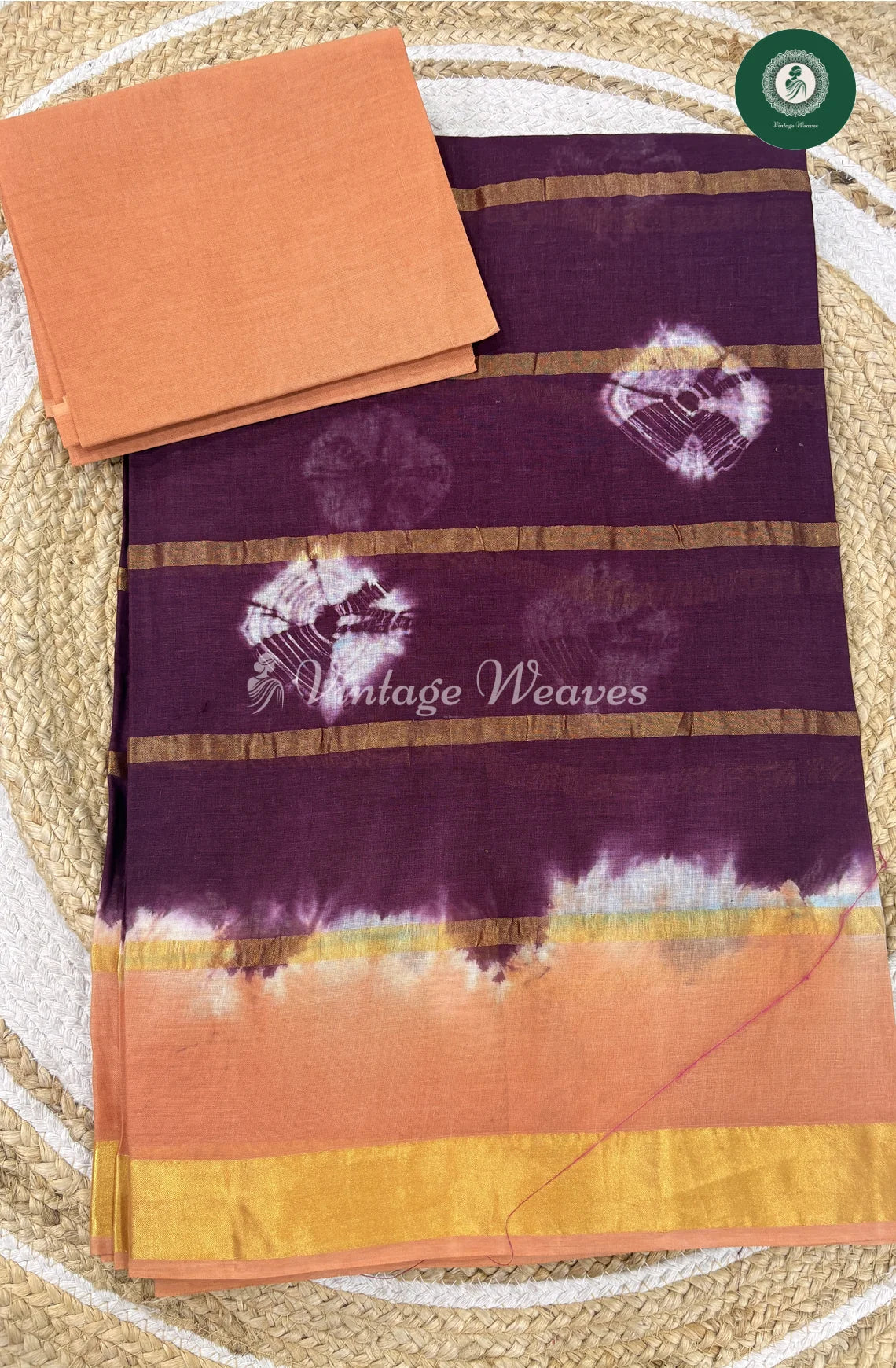 Daily Wear Cotton Saree -WinewithLightorange