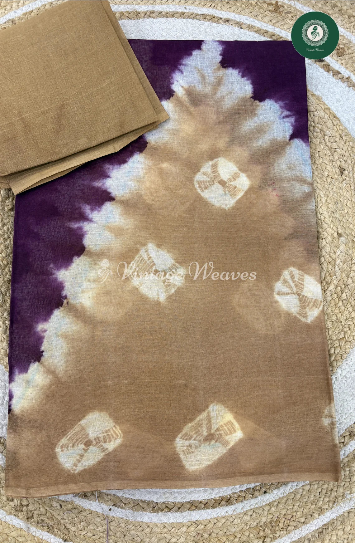 Daily Wear Cotton Saree -Purple with Skin