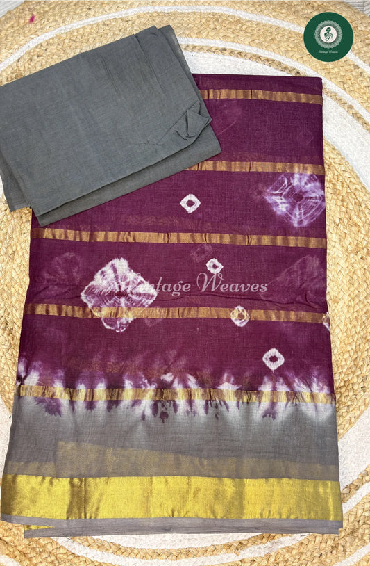 Daily Wear Cotton Saree-Purplewithgrey (1)