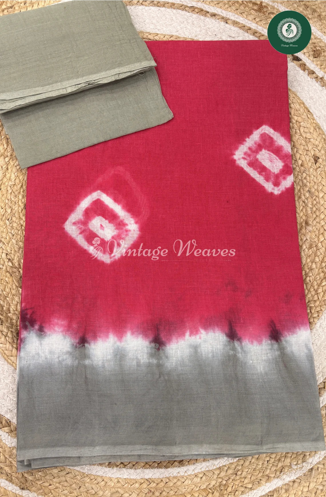 Daily Wear Cotton Saree -RedwithGrey