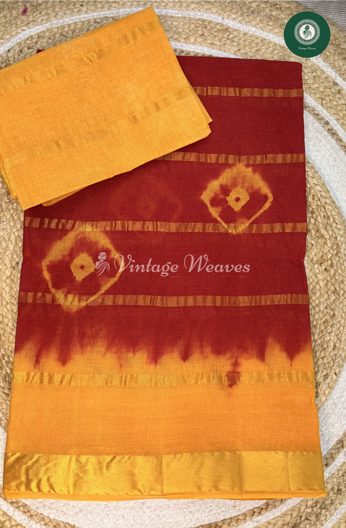 Daily Wear Cotton Saree-RedwithYellow_1