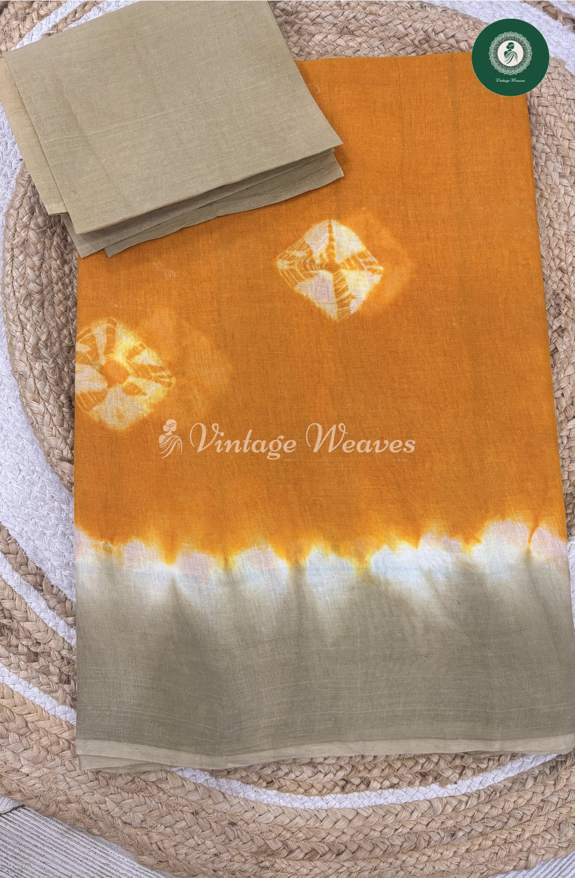 Daily Wear Cotton Saree -YellowwithSkin