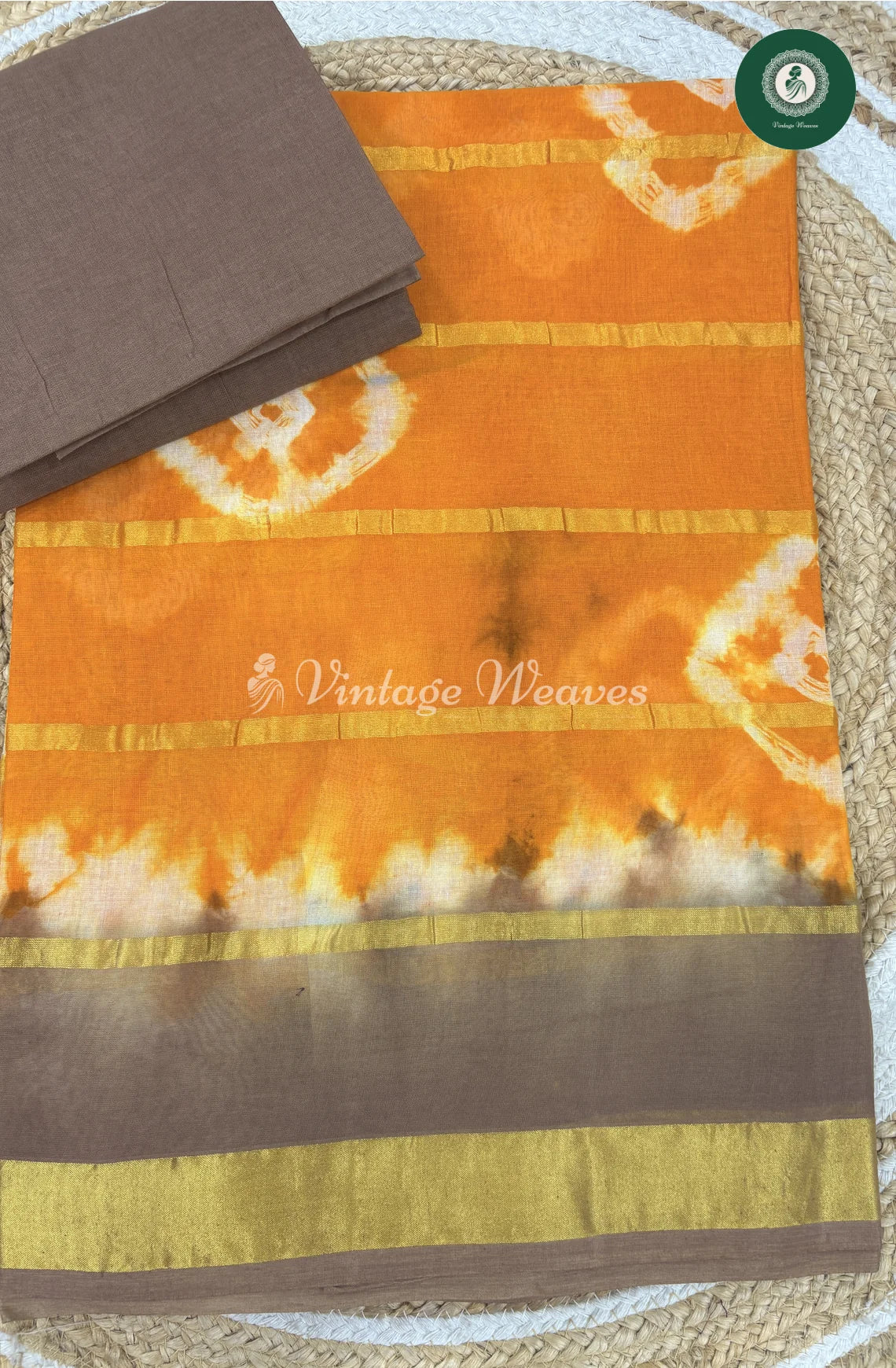 Daily Wear Cotton Saree -YellowwithSkin_1