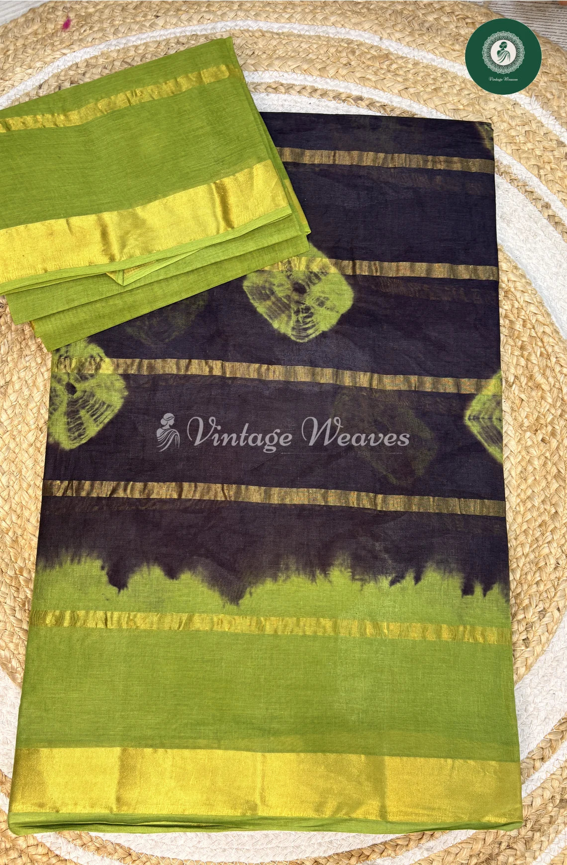 Daily Wear Cotton Saree-bluewithGreen (1)