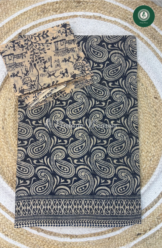 Daily Wear Cotton Saree Mango-Blue