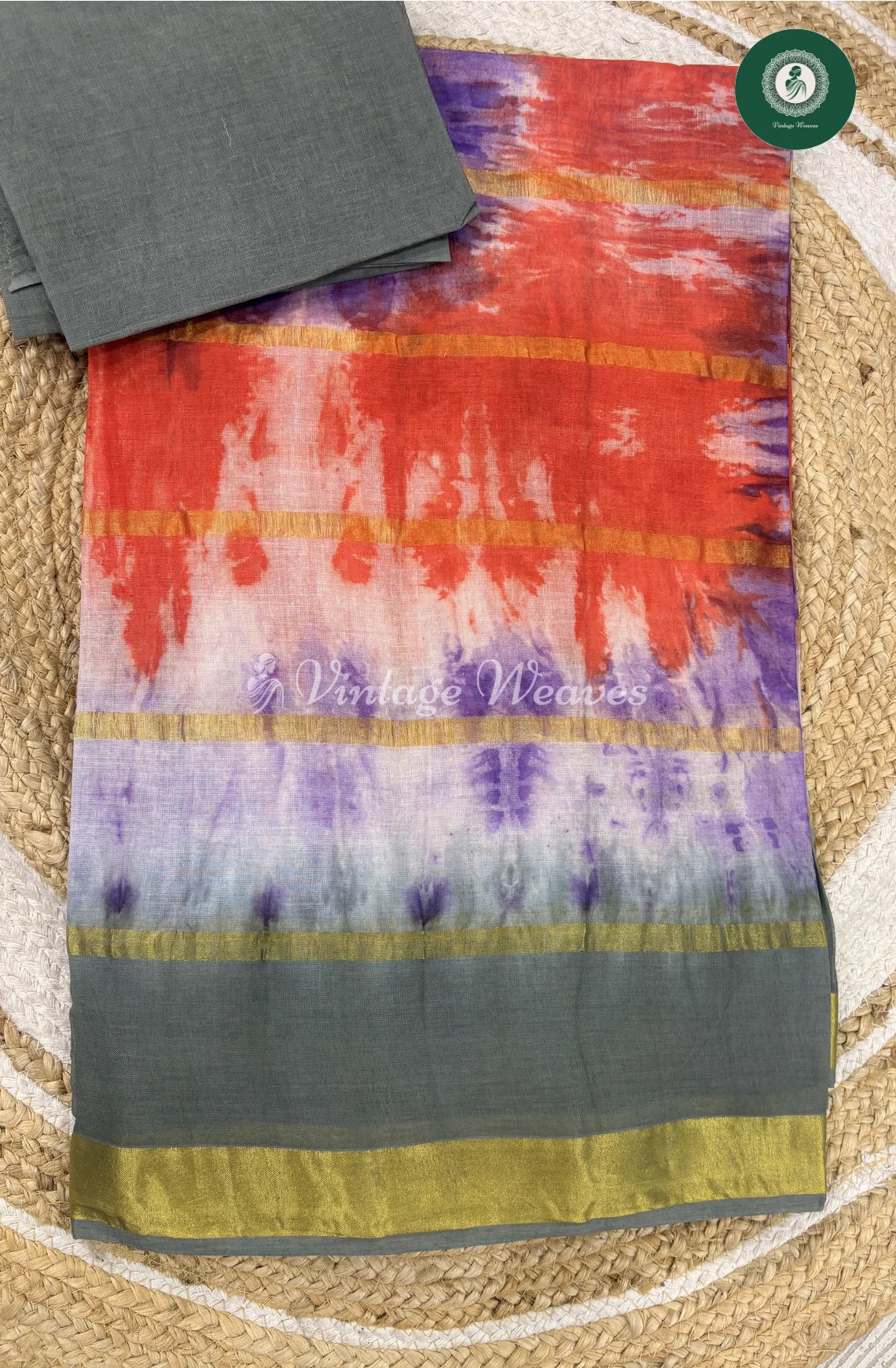 Daily Wear Cotton Saree Multicolor-GreyBorder