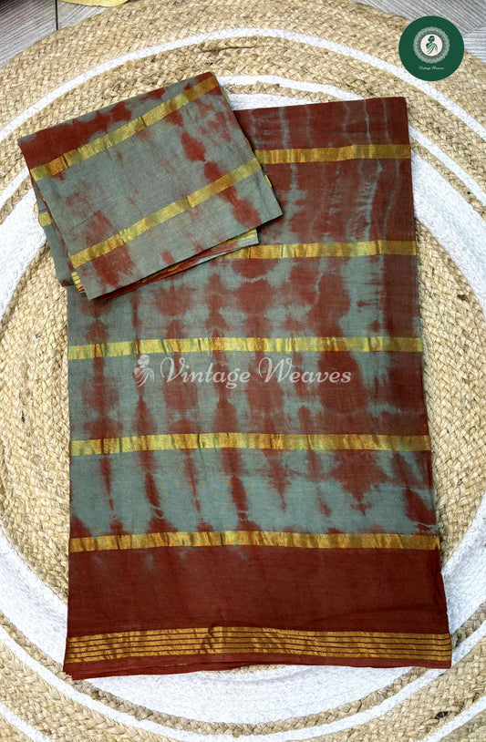 Daily Wear Cotton Shibori-Brown
