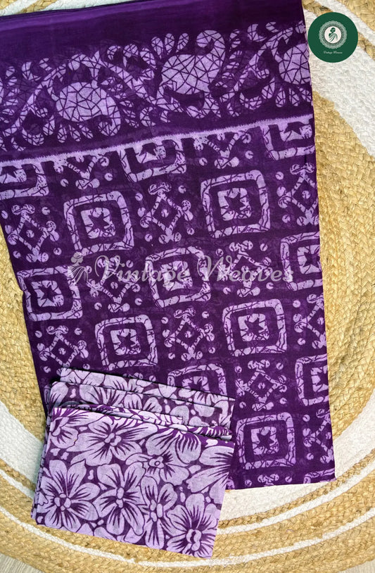 Daily Wear Cotton Square design-Purple