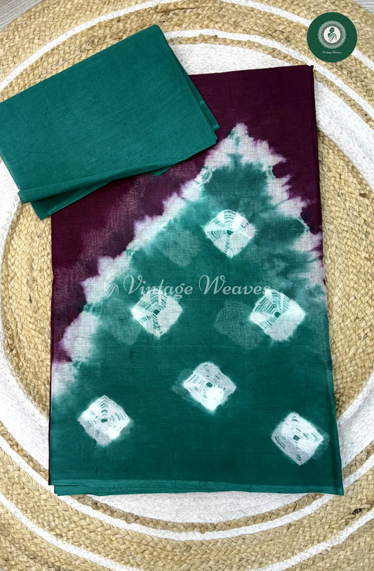 Daily Wear Cotton Triangle-Purple With RamaGreen