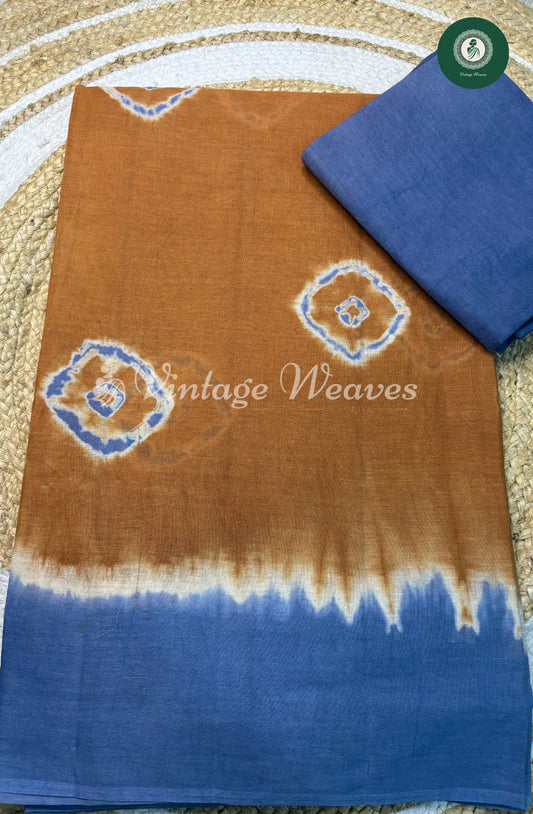 Daily Wear Cotton tieanddye diamond design-Brown