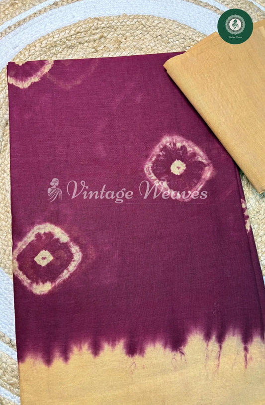 Daily Wear Cotton tieanddye diamond design-Wine