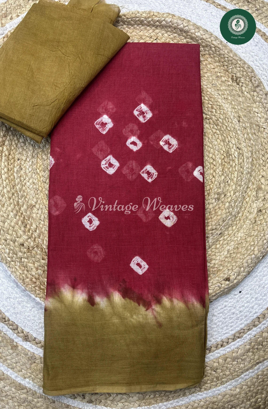 Daily Wear Cottton Saree--RedwithSandel