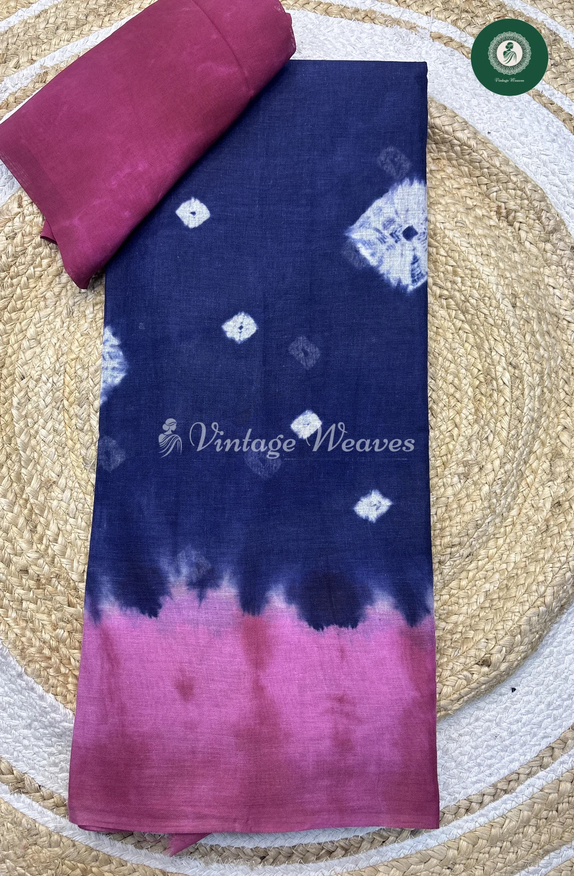 Daily Wear Cottton Saree-BluewithPink