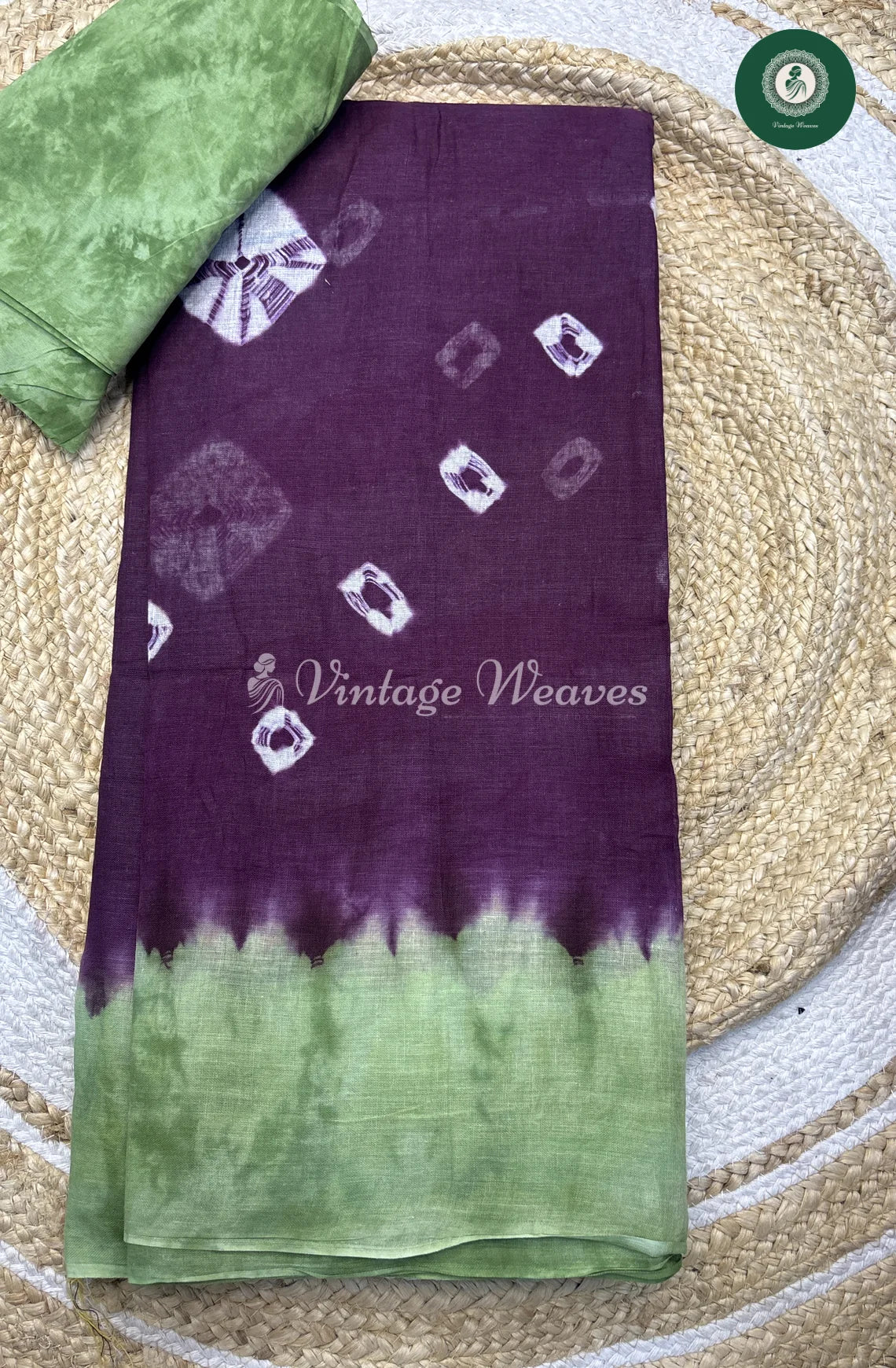 Daily Wear Cottton Saree-PurplewithGreen