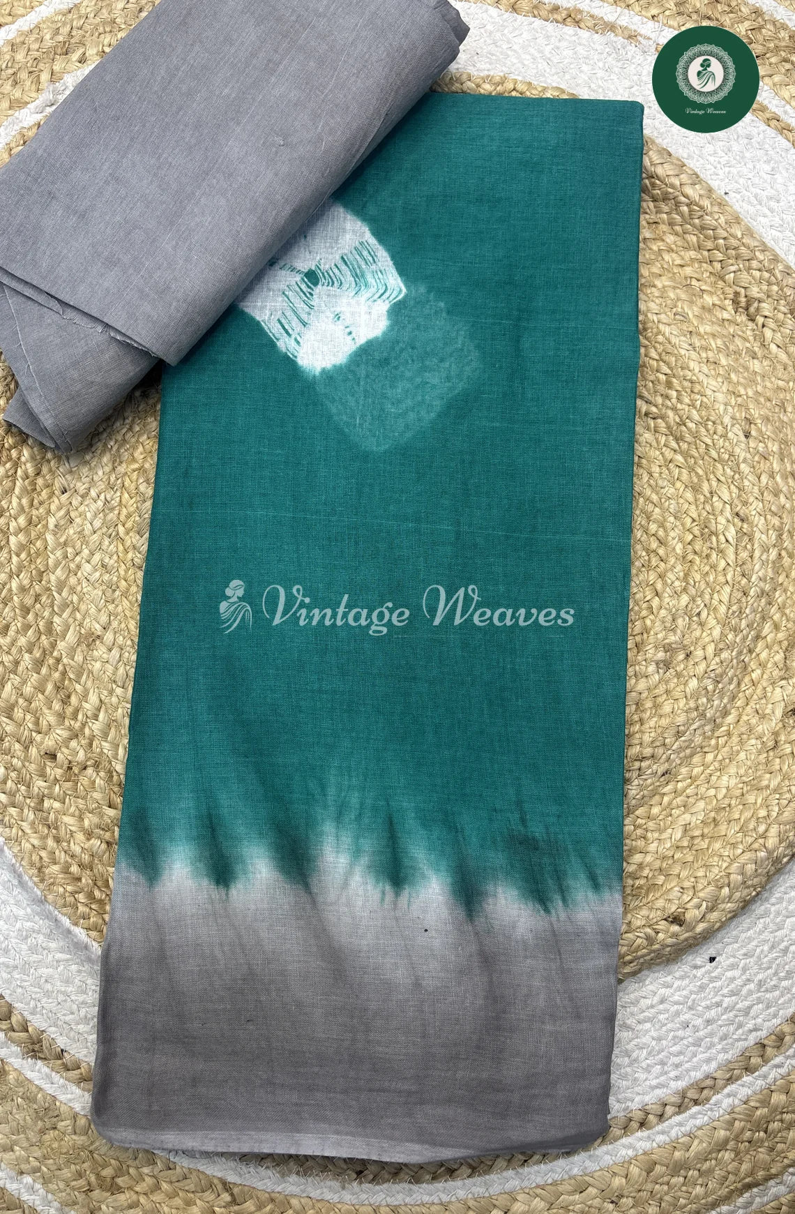 Daily Wear Cottton Saree-RamagreenwithGrey
