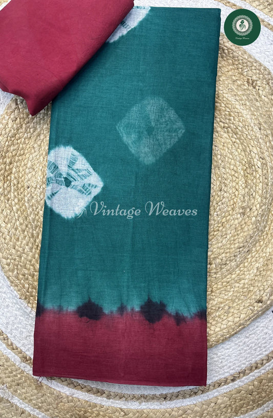 Daily Wear Cottton Saree-RamagreenwithRed