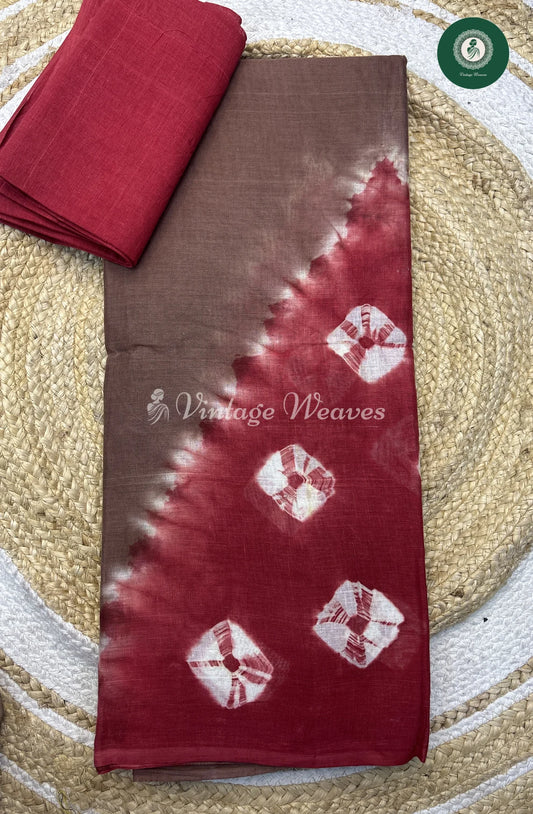 Daily Wear Cottton Saree-Red Triangle