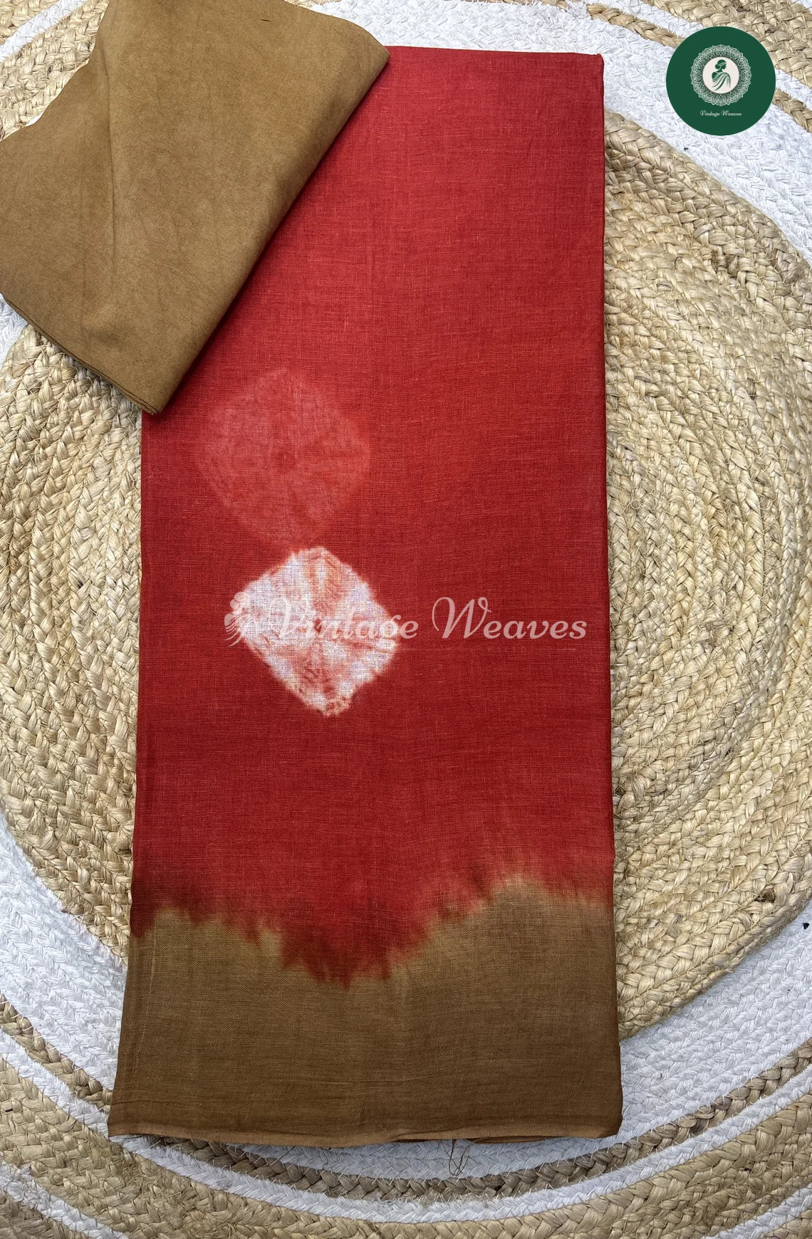Daily Wear Cottton Saree-RedwithBrown