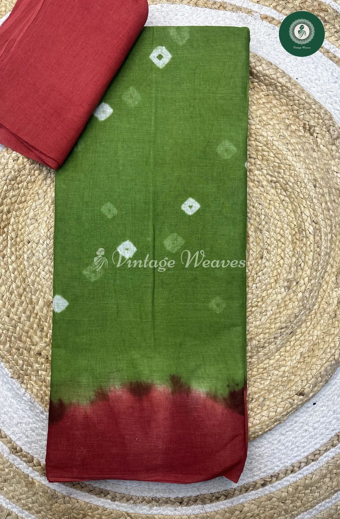 Daily Wear Cottton Saree-Shibori-Green