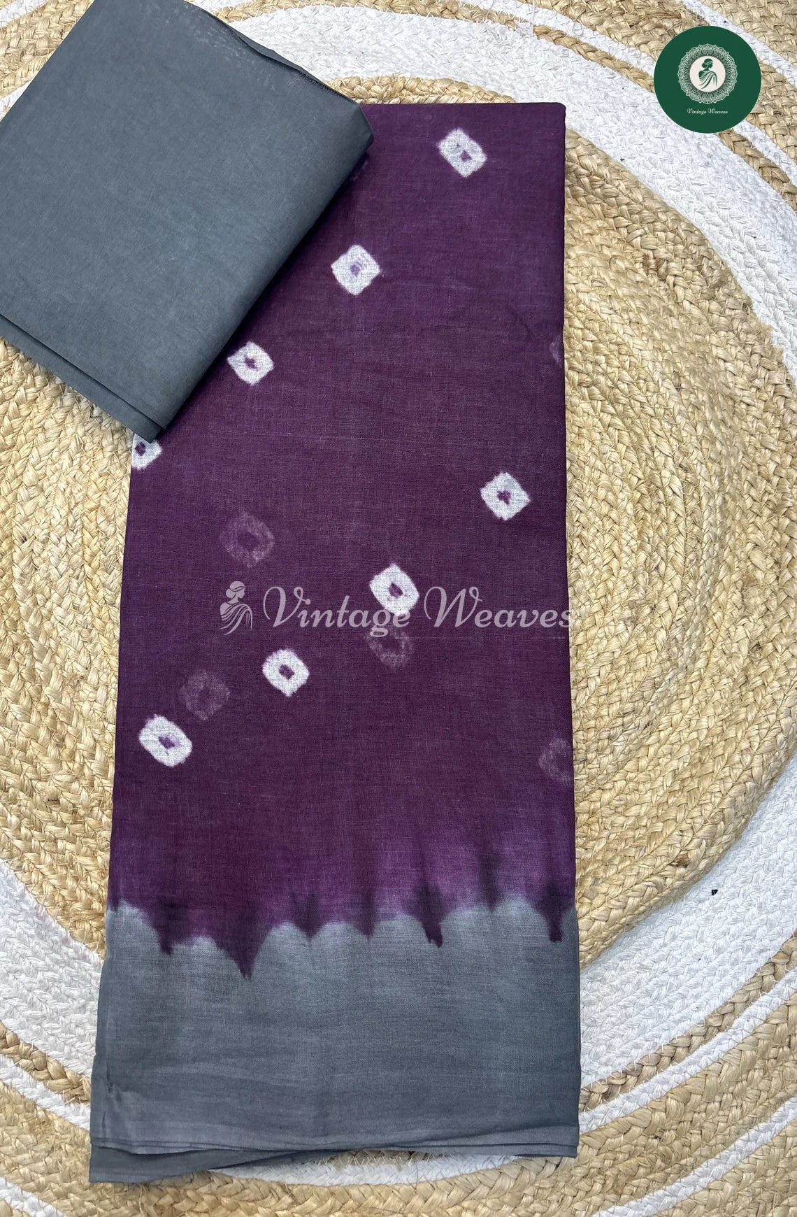 Daily Wear Cottton Saree-Shibori-Purple