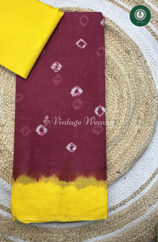 Daily Wear Cottton Saree-Shibori-Red
