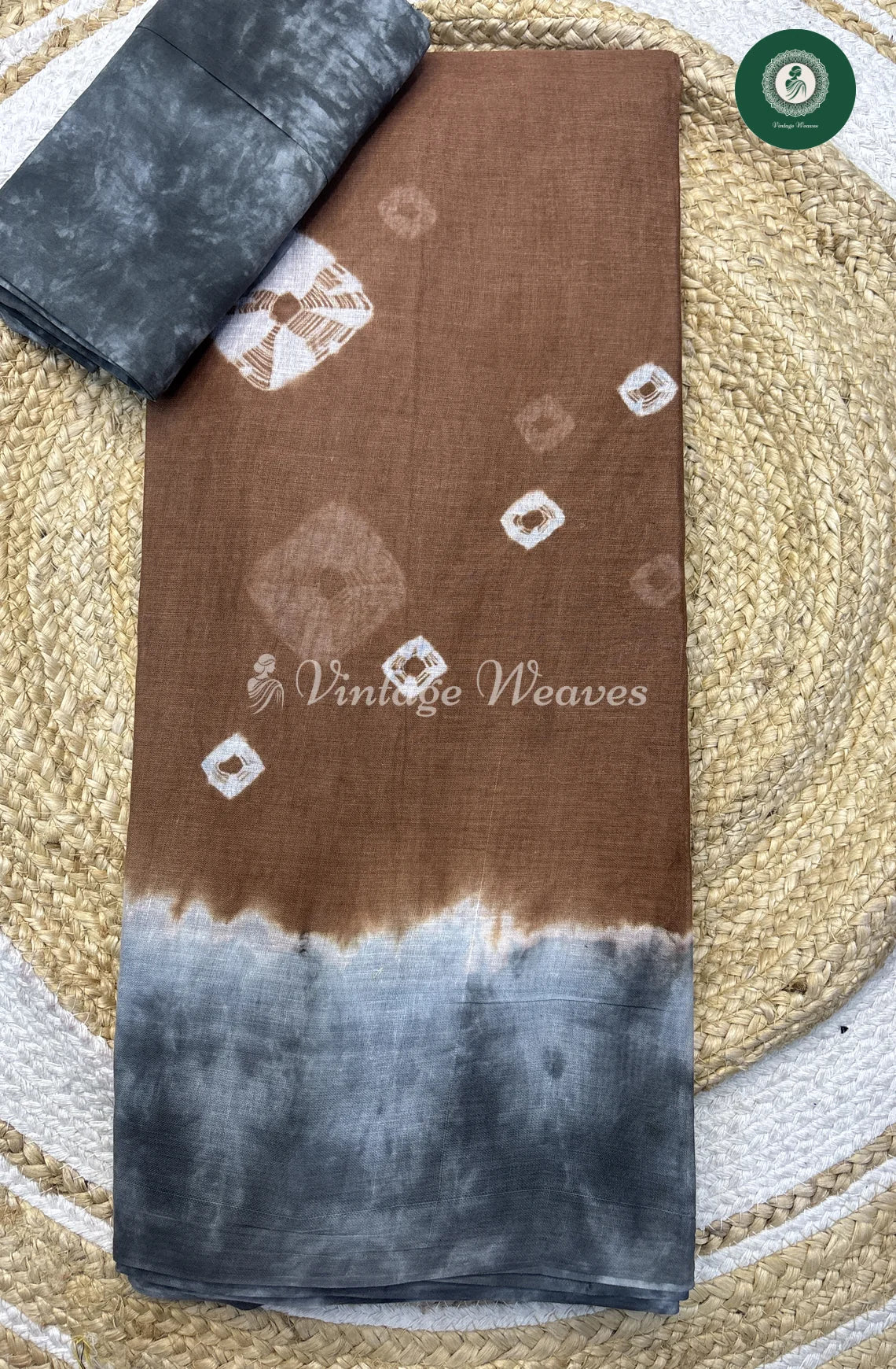 Daily Wear Cottton Saree-Brown with Grey