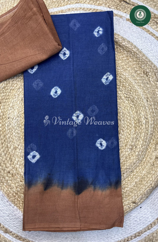 Daily Wear Cottton Saree Shibori-Blue