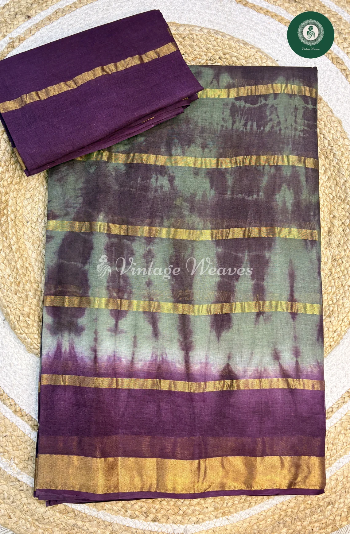 Daily Wear cotton Saree Shibori-Purple (1)