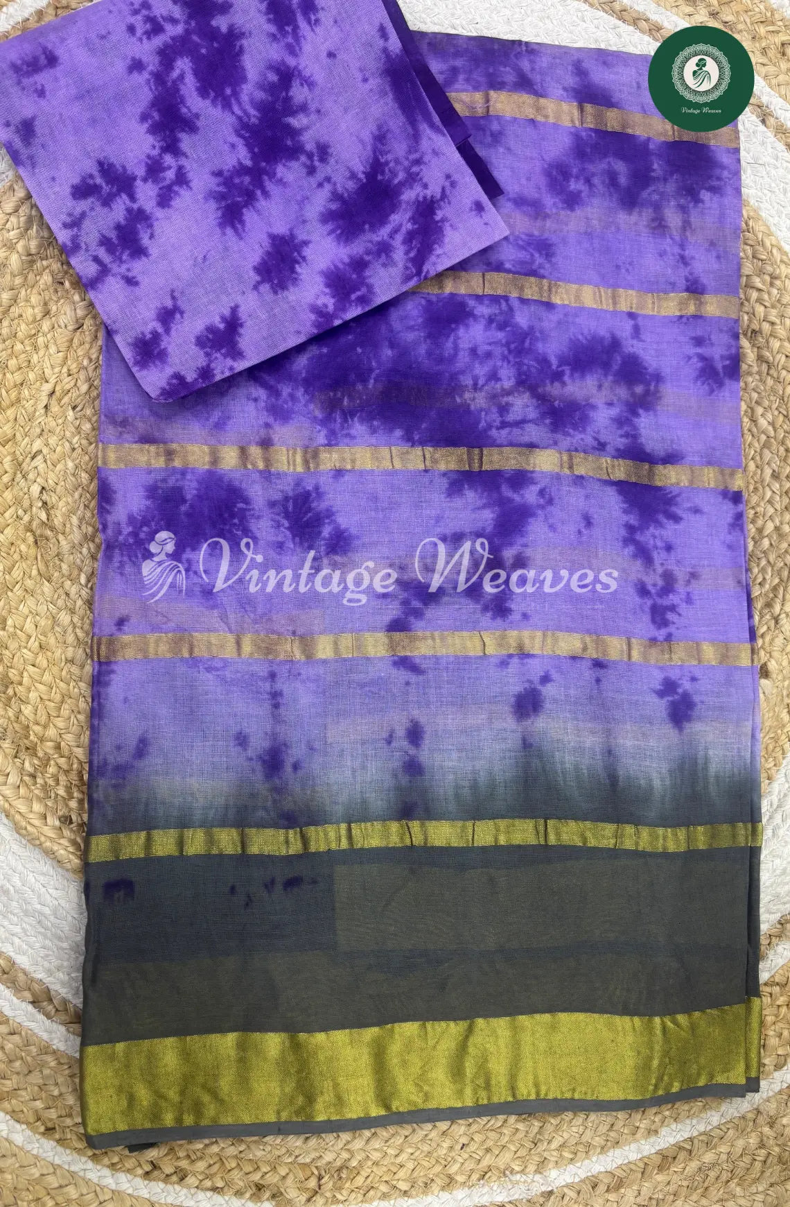 Dailywear Cotton Saree-Blue with Grey2