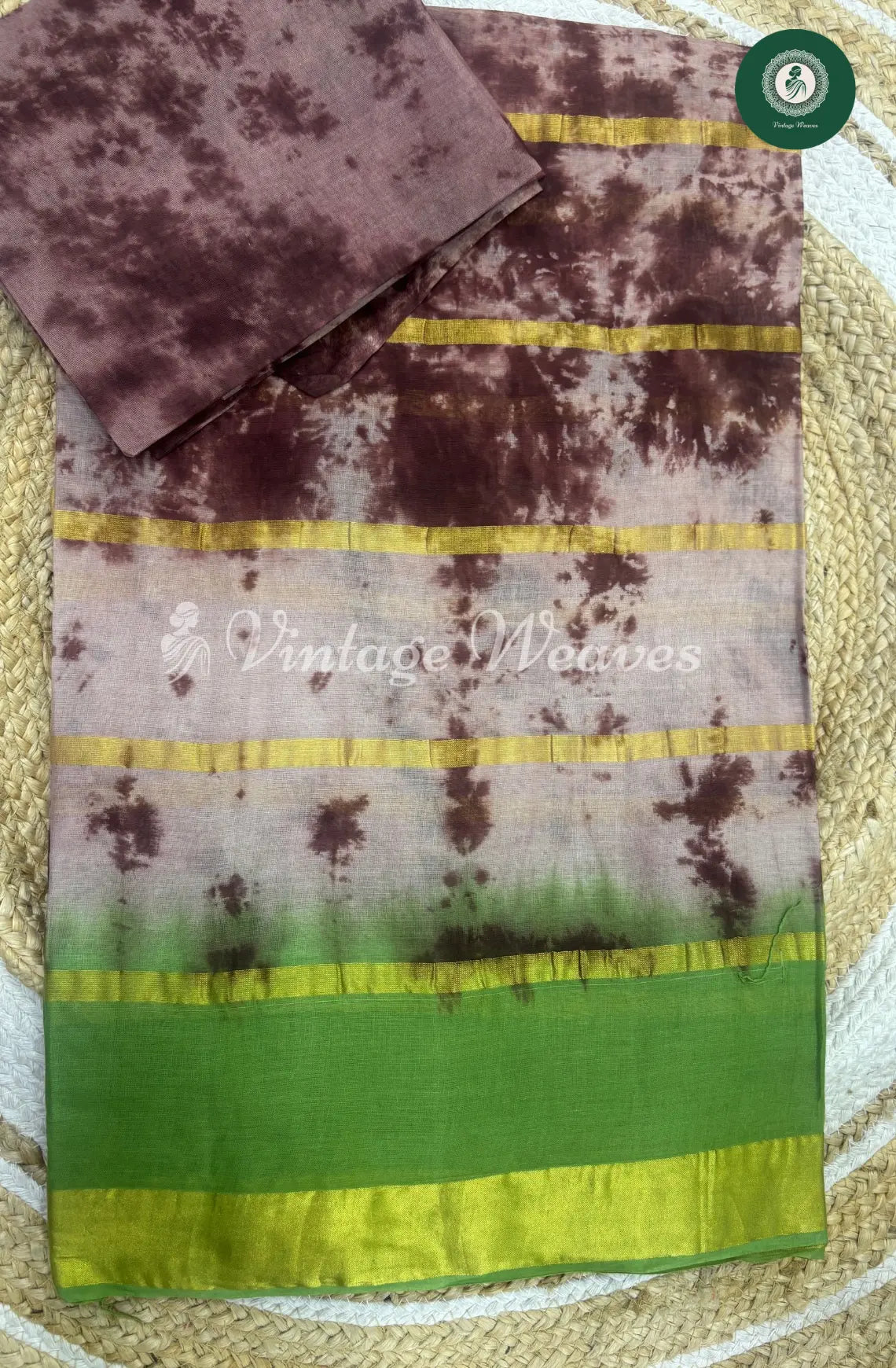 Dailywear Cotton Saree-Grey with Green